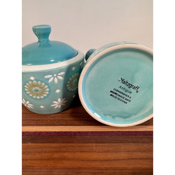 Vintage Pfaltzgraff Antigua Creamer & Sugar Set With Lid Dishwasher Safe Floral - Picture 4 of 8